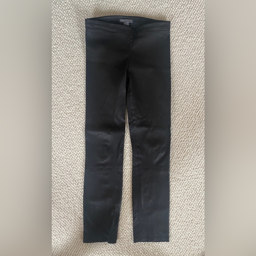Vince pull on genuine black leather pants size XSMALL